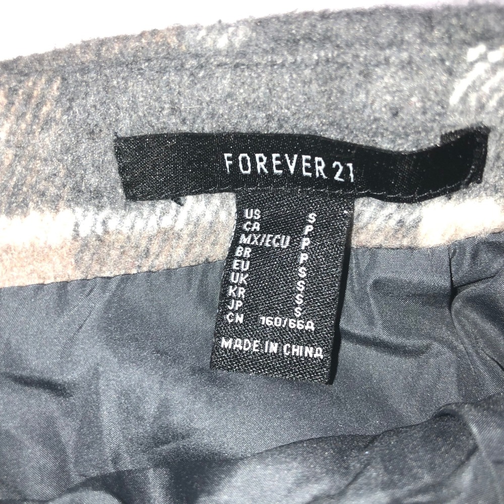Forever 21 Plaid Wool Blend Skort Grey Brown Button Front Mini Skirt Shorts S - Picture 6 of 10